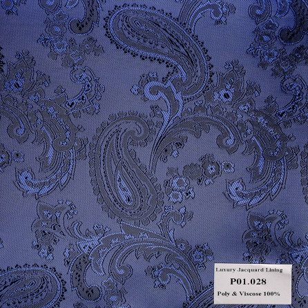 P01.028 Luxury Jacquard Lining - Xanh Dương hoa văn